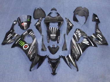 Cheap 2008-2010 Kawasaki ZX10R Motorcycle Fairings - Black White Green Monster