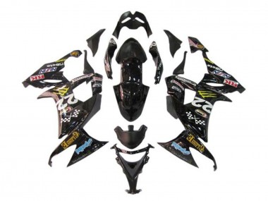 Cheap 2008-2010 Kawasaki ZX10R Motorcycle Fairings - Glossy Black Blue Yellow Monster