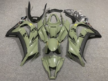 Cheap 2011-2015 Kawasaki ZX10R Motorcycle Fairings - Dark Army Green Black Yellow Star