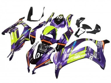 Cheap 2016-2020 Kawasaki ZX10R Motorcycle Fairings - Purple Yellow Trick Star Kobelco
