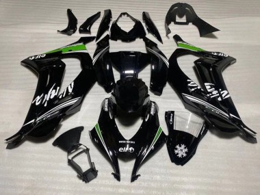 Cheap 2016-2020 Kawasaki ZX10R Motorcycle Fairings - Glossy Black White Green Stripe Snow