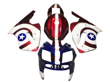 Cheap 2000-2001 Kawasaki ZX12R Motorcycle Fairings - Candy Red White Blue Captain America