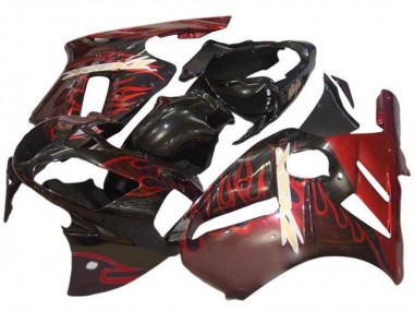 Cheap 2000-2001 Kawasaki ZX12R Motorcycle Fairings - Glossy Black Red Flame