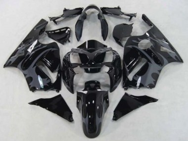 Cheap 2002-2006 Kawasaki ZX12R Motorcycle Fairings - Glossy Black Grey Tribal