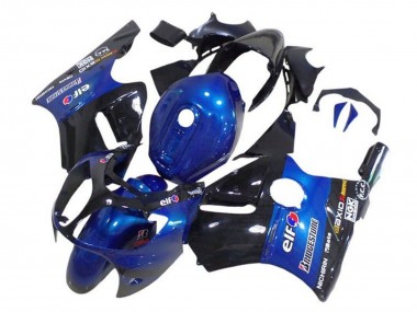 Cheap 2002-2006 Kawasaki ZX12R Motorcycle Fairings - Blue Glossy Black Elf Bridgestone