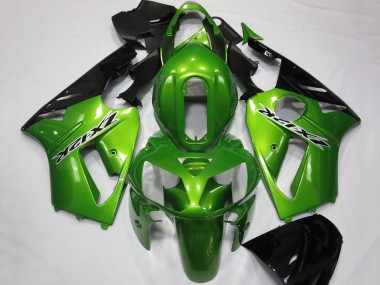Cheap 2002-2006 Kawasaki ZX12R Motorcycle Fairings - Green Glossy Black