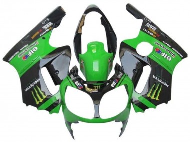 Cheap 2002-2006 Kawasaki ZX12R Motorcycle Fairings - Green Glossy Black Elf Touch4 Monster