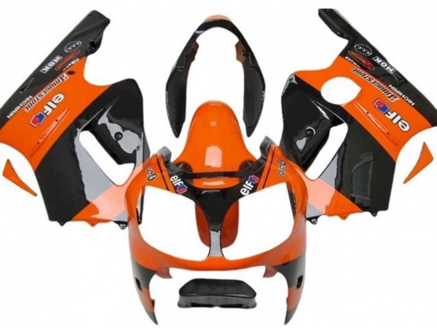 2002-2006 Kawasaki ZX12R Motorcycle Fairings - Orange Black Elf Bridgestone