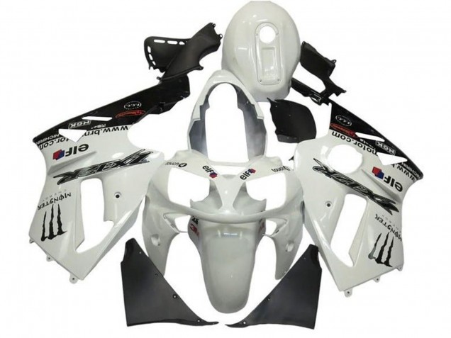 2002-2006 Kawasaki ZX12R Motorcycle Fairings - Pearl White Black Elf Monster