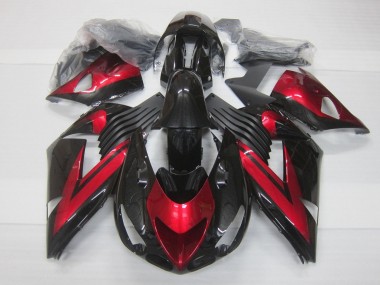 Cheap 2006-2011 Kawasaki ZX14R ZZR1400 Motorcycle Fairings - Candy Red Glossy Black