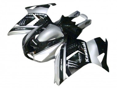 Cheap 2006-2011 Kawasaki ZX14R ZZR1400 Motorcycle Fairings - Silver Black Monster