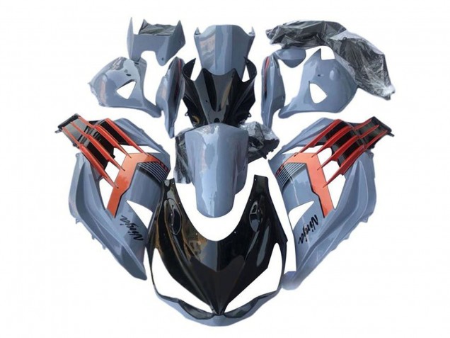 2012-2024 Kawasaki ZX14R ZZR1400 Motorcycle Fairings - Light Blue Orange Black