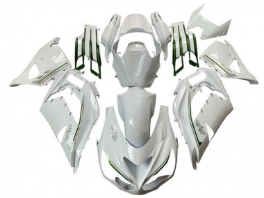 Cheap 2012-2024 Kawasaki ZX14R ZZR1400 Motorcycle Fairings - White Green Silver Stripe