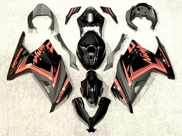 2013-2024 Kawasaki EX300 Motorcycle Fairings - Glossy Black Orange