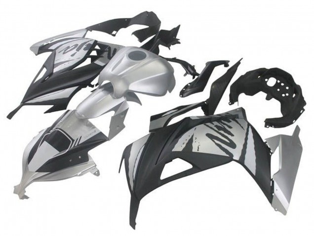 2013-2024 Kawasaki EX300 Motorcycle Fairings - Silver Black