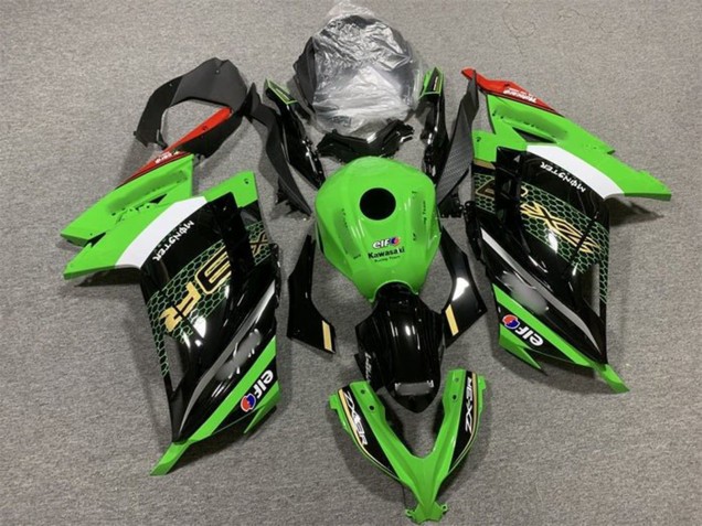 2013-2024 Kawasaki EX300 Motorcycle Fairings - Green White Black Red Elf