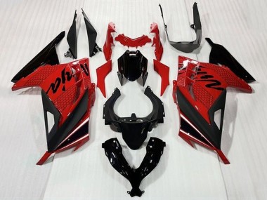 Cheap 2013-2024 Kawasaki EX300 Motorcycle Fairings - Red Black White Stripe