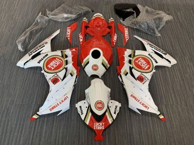 Cheap 2013-2024 Kawasaki EX300 Motorcycle Fairings - White Red Lucky Strike