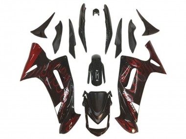 Cheap 2006-2008 Kawasaki Ninja 650 EX650 Motorcycle Fairings - Glossy Black Red Flame