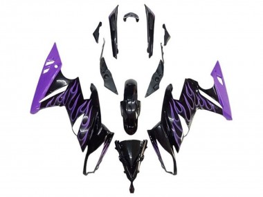 Cheap 2009-2011 Kawasaki Ninja 650 EX650 Motorcycle Fairings - Glossy Black Purple Flame