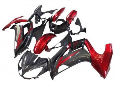 Cheap 2012-2016 Kawasaki Ninja 650 EX650 Motorcycle Fairings - Red Black Faux Carbon Fiber