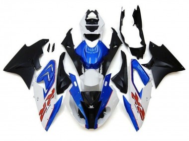 Cheap 2017-2018 BMW S1000RR Motorcycle Fairings - White Blue Matte Black Pinstripe RR