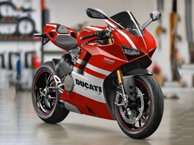 Cheap 2018-2019 Ducati Panigale V4 V4S Motorcycle Fairings - White Red Stripe