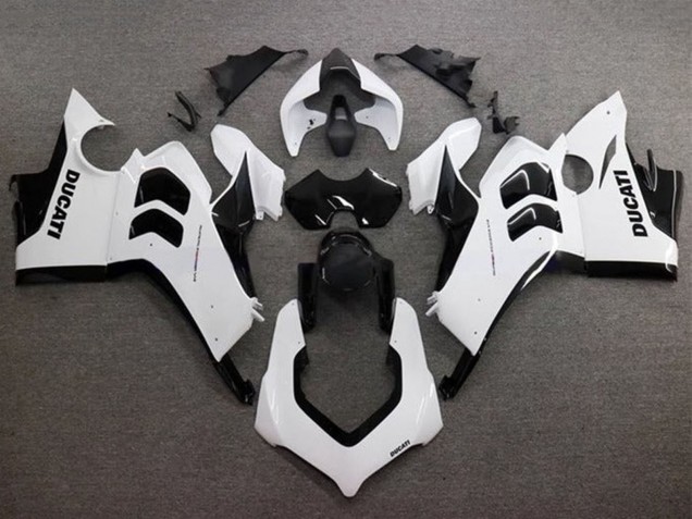2020-2021 Ducati Panigale V4 V4S Motorcycle Fairings - Glossy White Glossy Black