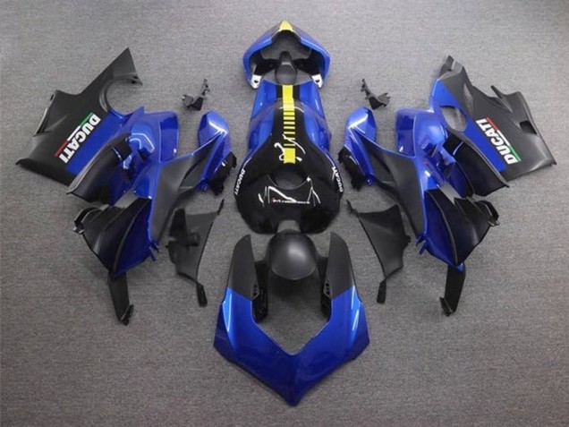 2020-2021 Ducati Panigale V4 V4S Motorcycle Fairings - Blue Yellow Matte Black
