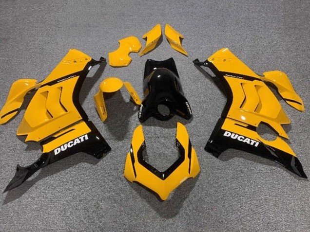 2020-2021 Ducati Panigale V4 V4S Motorcycle Fairings - Yellow Glossy Black