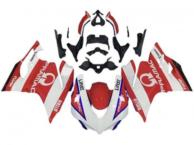 2015-2020 Ducati 959/1299 Motorcycle Fairings - White Red Blue Pramac