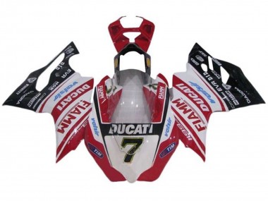 Cheap 2011-2014 Ducati Panigale 1199 Motorcycle Fairings - White Red Glossy Black Fiamm Tim 7