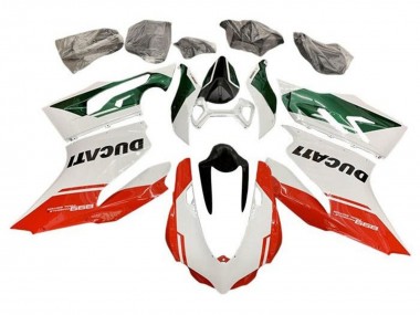 Cheap 2011-2014 Ducati Panigale 899 Motorcycle Fairings - White Green Red Stripe