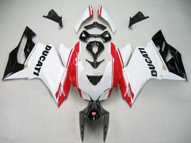 2011-2014 Ducati Panigale 1199 Motorcycle Fairings - White Red Glossy Black Stripe