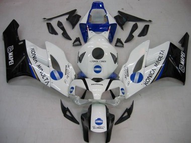 Cheap 2004-2005 Honda CBR1000RR Motorcycle Fairings - White Blue Glossy Black Konica Minolta