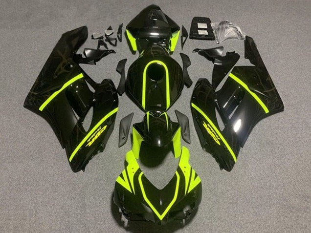 2004-2005 Honda CBR1000RR Motorcycle Fairings - Glossy Black High Viz Yellow Stripe