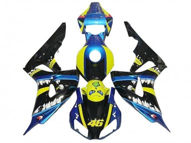 Cheap 2006-2007 Honda CBR1000RR Motorcycle Fairings - Blue Yellow Glossy Black Shark 46