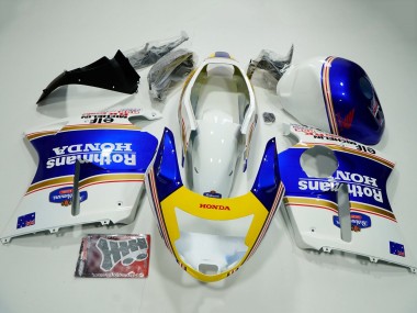 Cheap 1996-2007 Honda CBR1100XX Blackbird Motorcycle Fairings - White Blue Yellow Rothmans