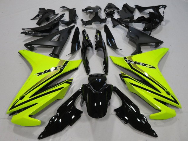 2013-2015 Honda CBR500R Motorcycle Fairings - Neon Yellow Glossy Black