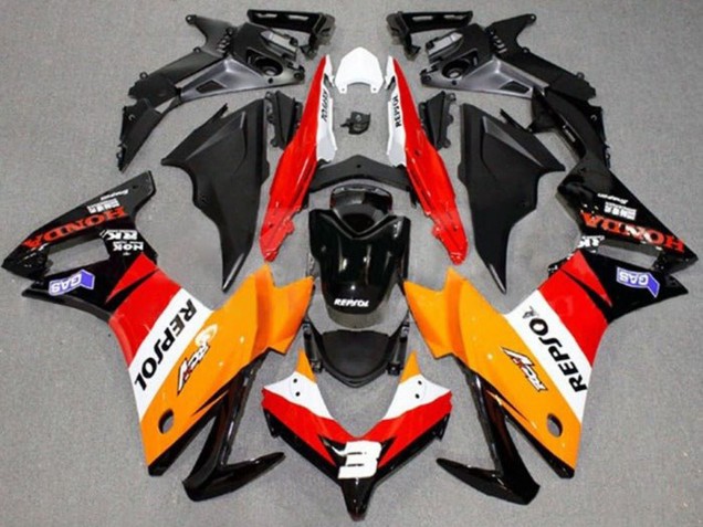 2013-2015 Honda CBR500R Motorcycle Fairings - Orange White Red Glossy Black Repsol