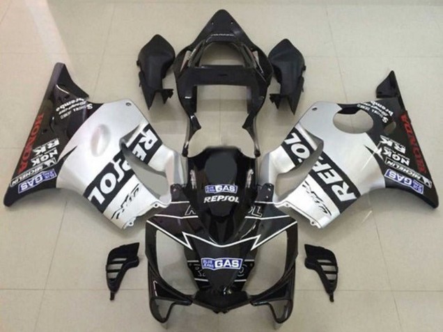2001-2003 Honda CBR600 F4i Motorcycle Fairings - Silver Glossy Black Repsol