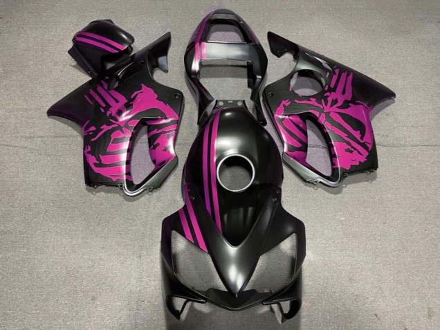 2001-2003 Honda CBR600 F4i Motorcycle Fairings - Pink Matte Black Skull