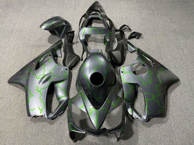 2001-2003 Honda CBR600 F4i Motorcycle Fairings - Silver Green Lightning