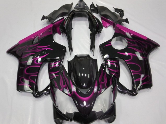 2004-2007 Honda CBR600 F4i Motorcycle Fairings - Glossy Black Pink Flame