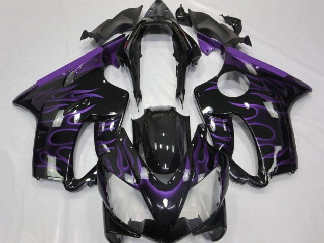 2004-2007 Honda CBR600 F4i Motorcycle Fairings - Glossy Black Purple Flame