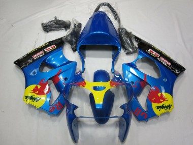 Cheap 2000-2002 Kawasaki ZX6R Motorcycle Fairings - Blue Yellow Black Red Bull
