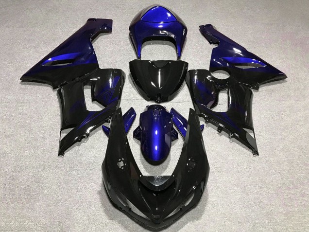 2005-2006 Kawasaki ZX6R Motorcycle Fairing - Blue Glossy Black