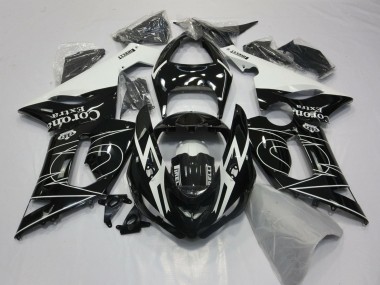 Cheap 2005-2006 Kawasaki ZX6R Motorcycle Fairings - Glossy Black White Corona Extra Tribal