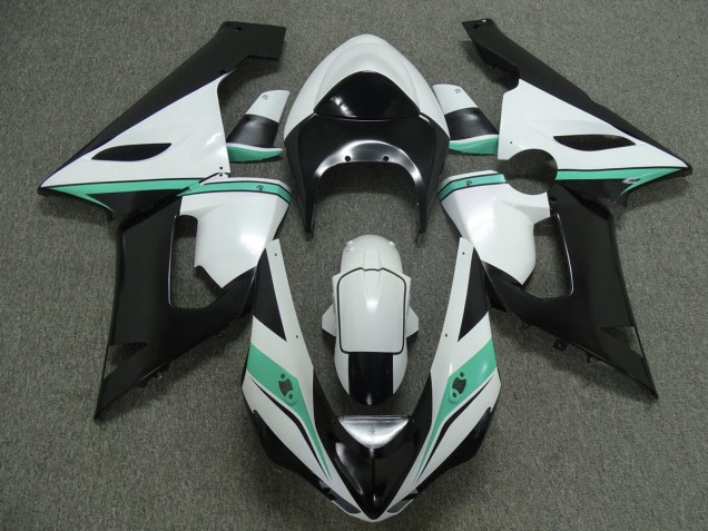2005-2006 Kawasaki ZX6R Motorcycle Fairings - White Black Green