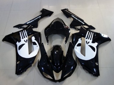 Cheap 2007-2008 Kawasaki ZX6R Motorcycle Fairings - Black White Skull